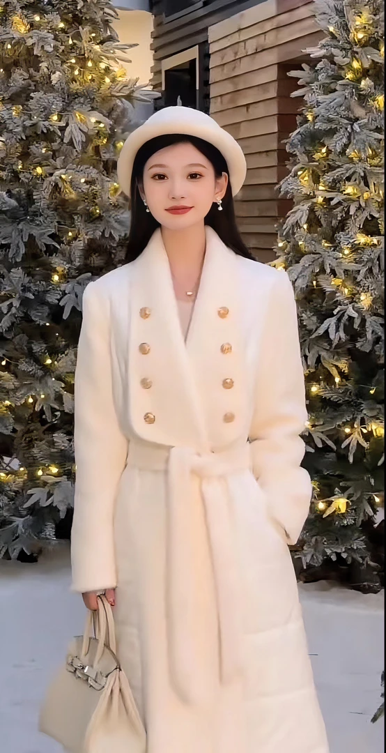 【一桐清仓】【千山暮雪】时尚气质白鸭绒中长款冬季羽绒服3DWQQ2773