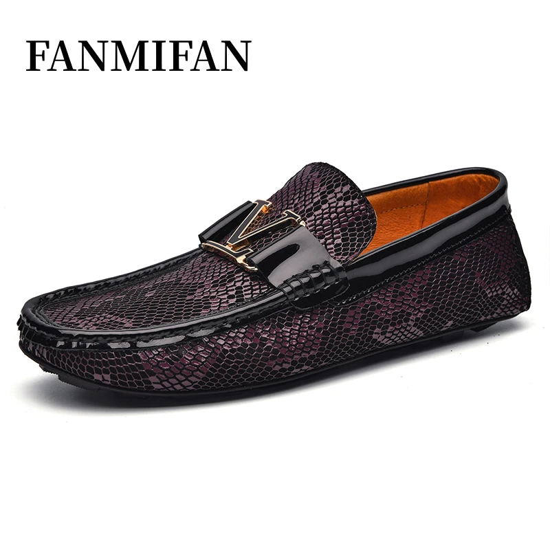 FANMIFAN/梵米凡软底软面轻奢复古皮鞋曼巴纹商务休闲驾车鞋