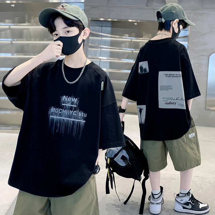 男童t恤夏季短袖帅气中大童宽松洋气半袖儿童上衣潮流男孩韩版ins