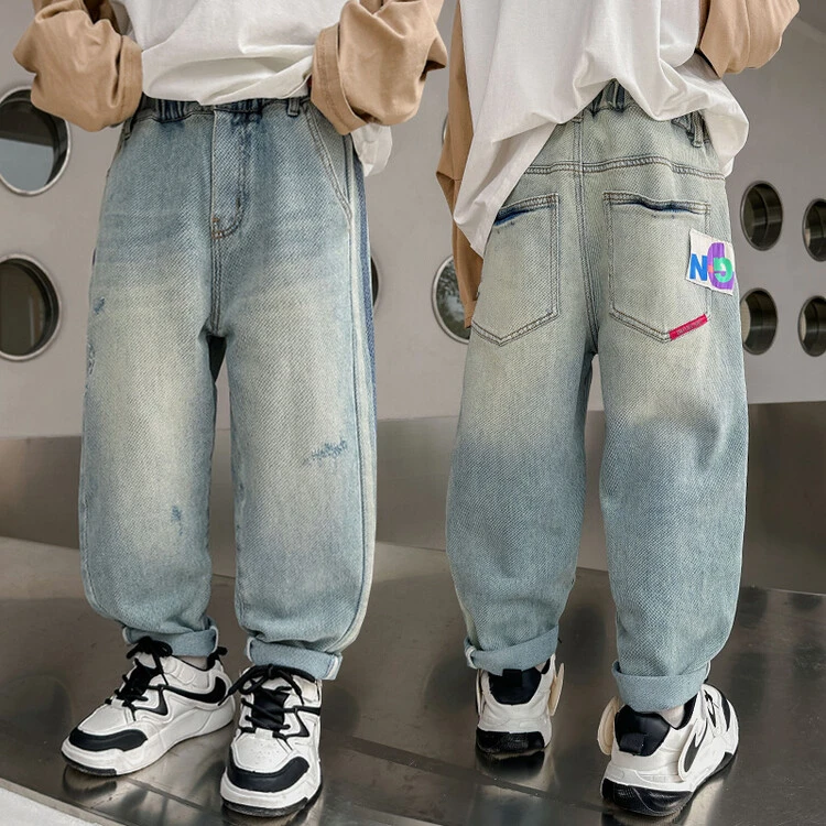 男童牛仔裤薄款夏季洋气中大童韩版休闲帅气炸街长裤儿童裤子男孩