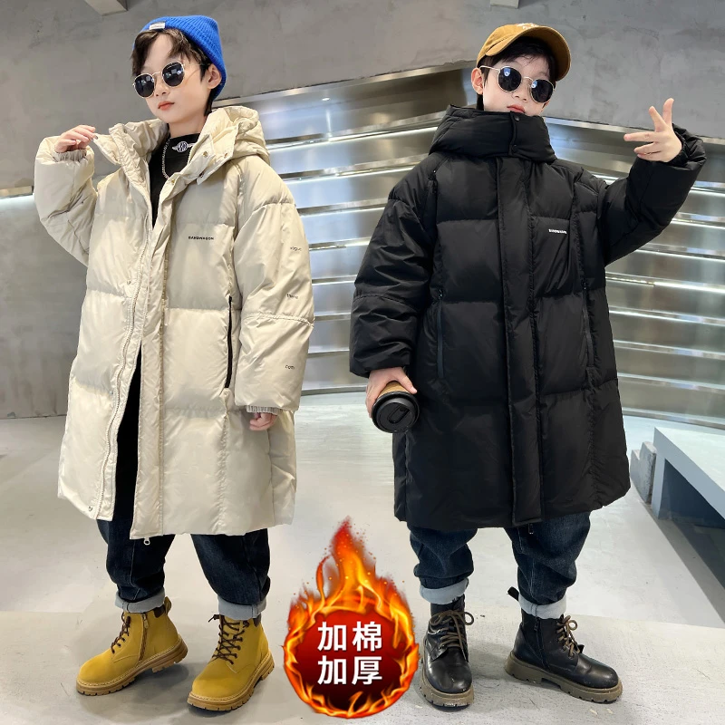 男童加厚大童棉服中长款保暖外套冬季中大童洋气棉衣儿童装棉袄