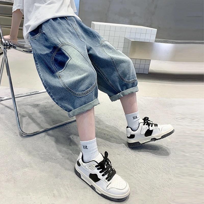 男童牛仔短裤七分裤洋气薄款中大童夏天儿童男孩帅气休闲韩版裤子