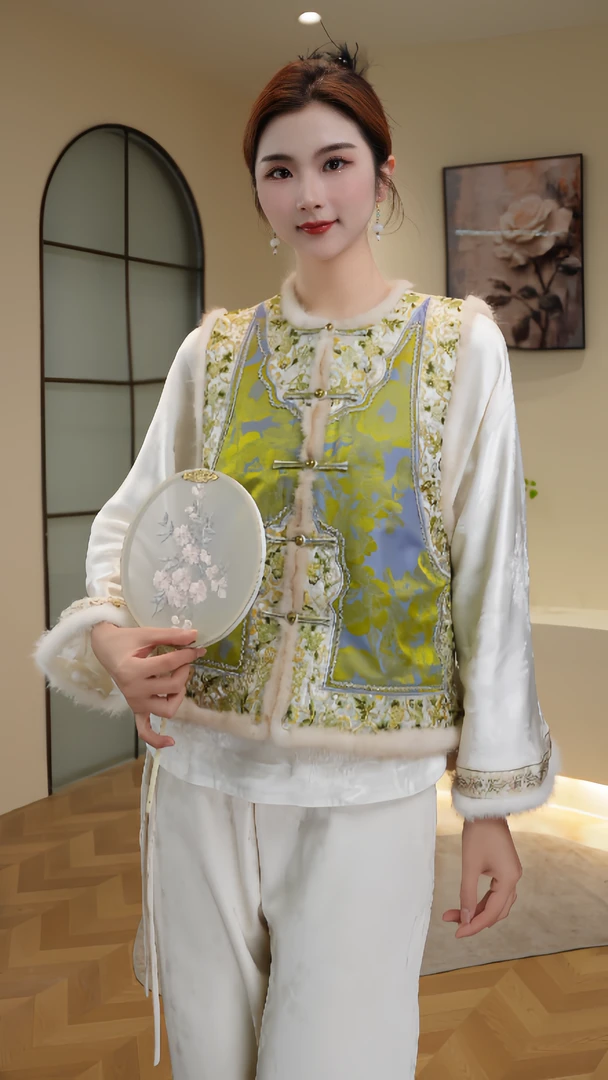 【绿野仙踪】重磅刺绣国风冬款加厚双面双穿马甲2024B2132—小璐