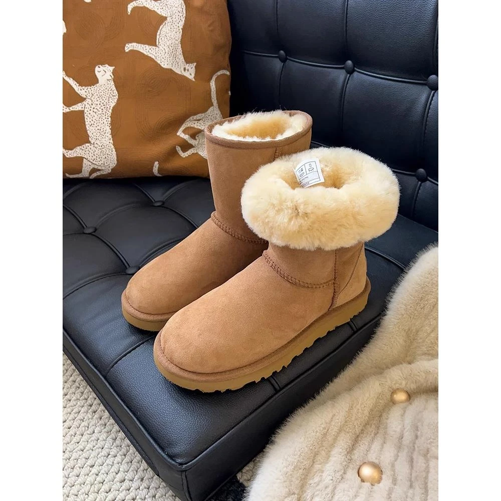 雪地靴女2023冬中筒保暖加绒加厚防滑东北棉鞋子