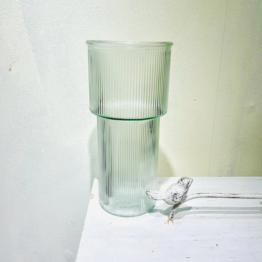 加厚水培玻璃花瓶棕竹春羽植物透明水培台面桌面办公室玻璃摆件