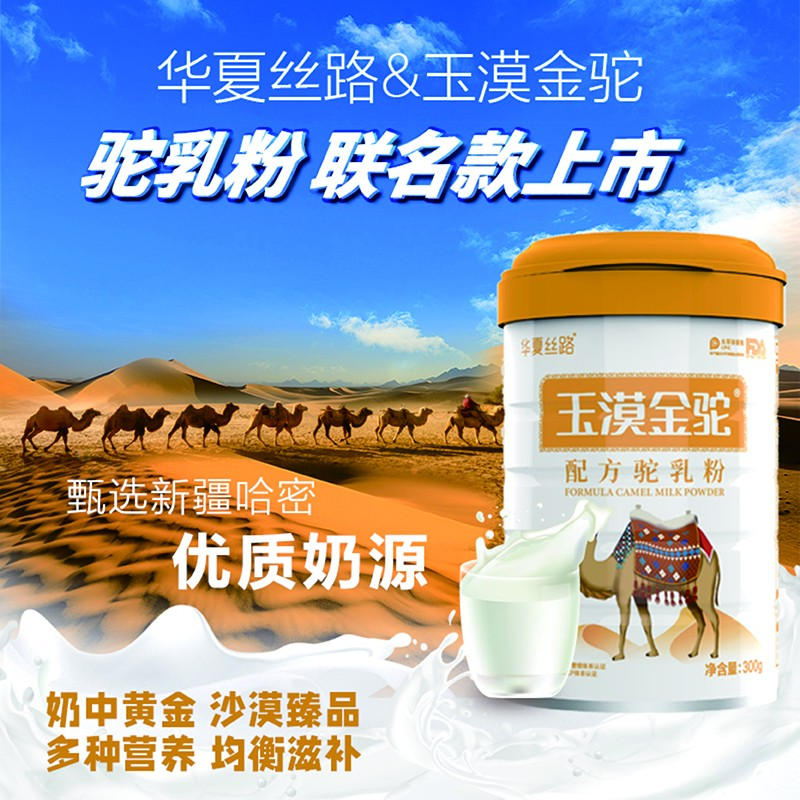 华夏丝路玉漠金驼正宗新疆高钙骆驼奶粉益生菌驼乳粉300克/罐