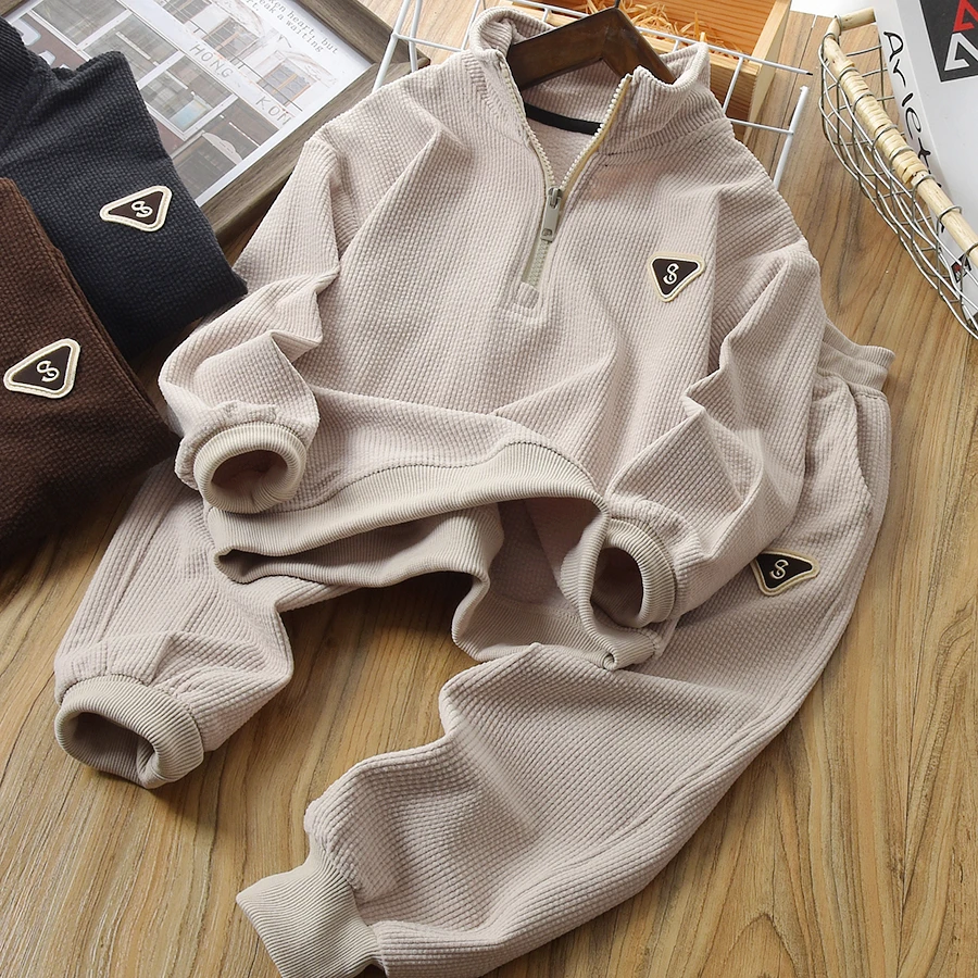 儿童秋季立领休闲新款卫衣套装运动百搭潮流两件套26619