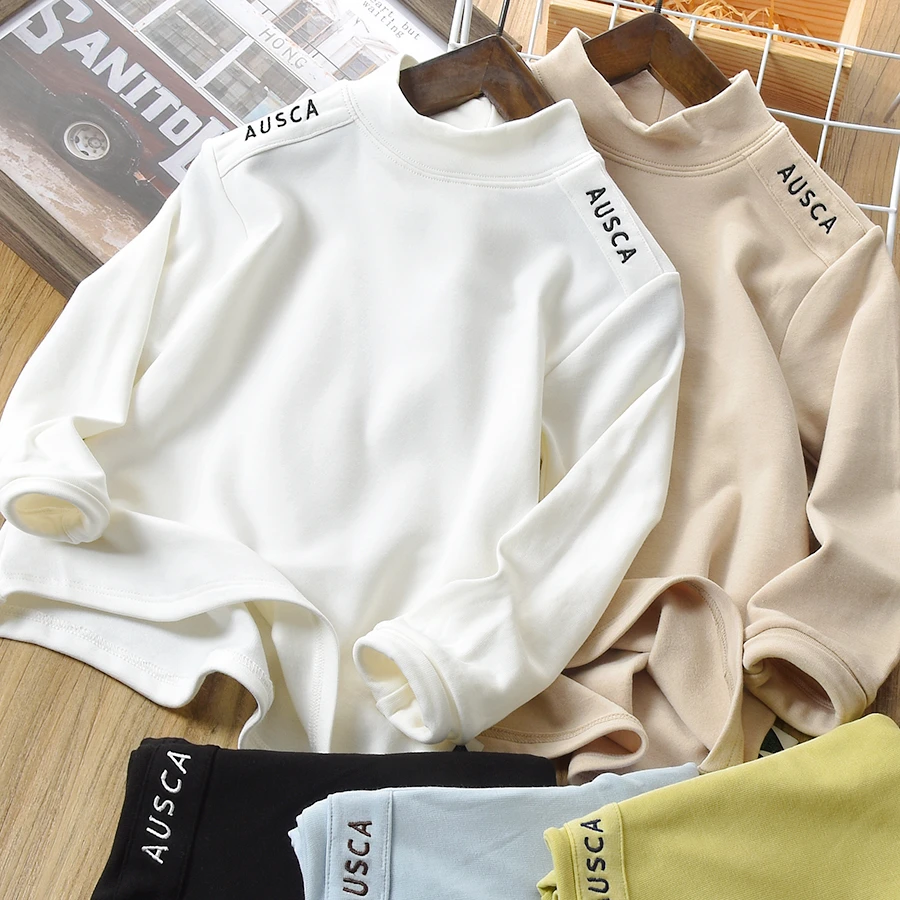 儿童长袖T恤秋季休闲2024新款半高领内搭中大童打底衫24QS23