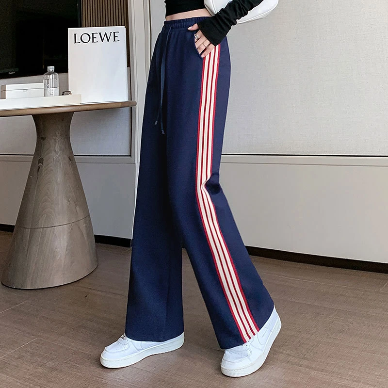 2025年春秋季休闲裤新款运动裤女士显瘦直筒长裤子百搭阔腿卫裤潮
