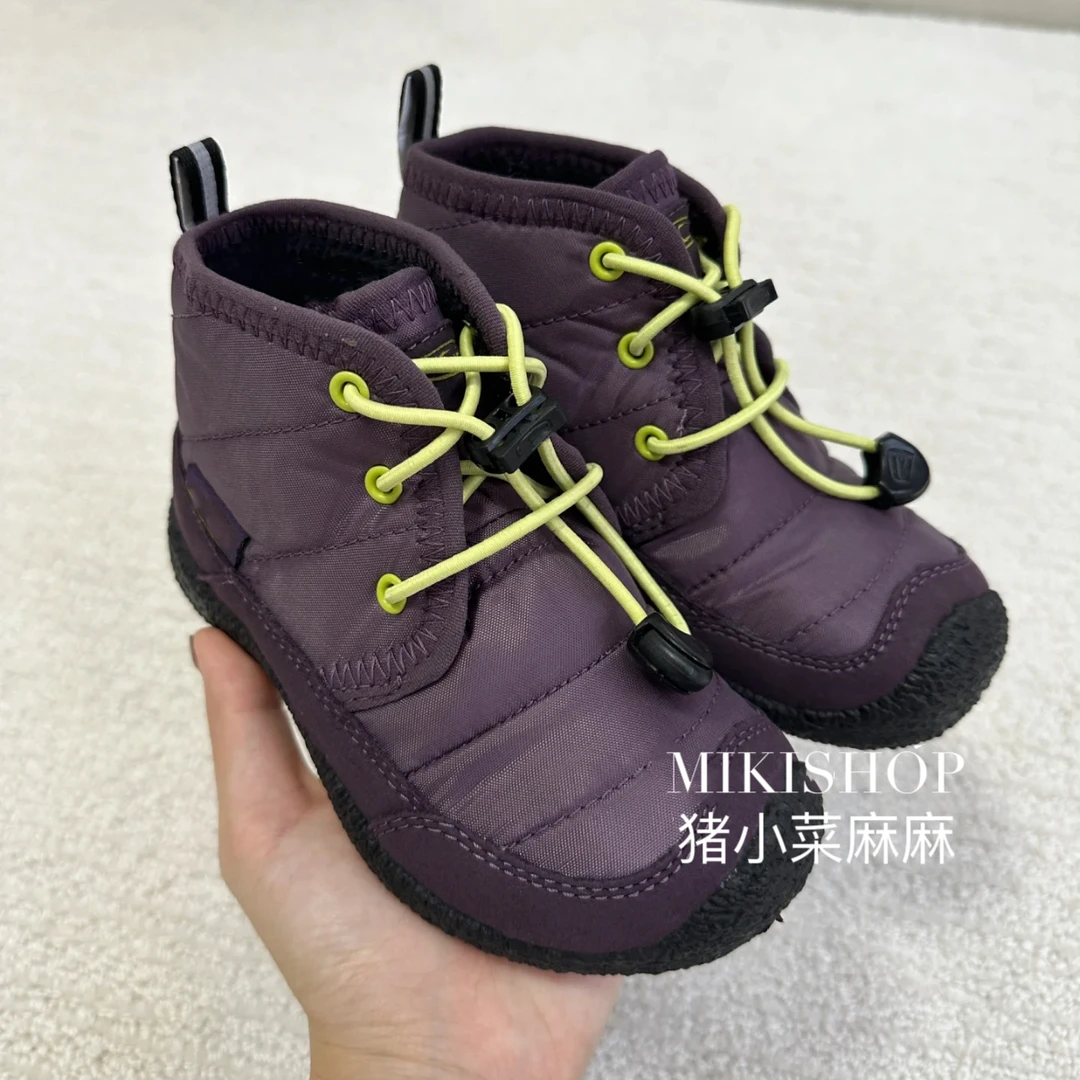 猪小菜儿童棉鞋防水冬季新款男童户外休闲鞋高帮棉靴防滑女宝靴