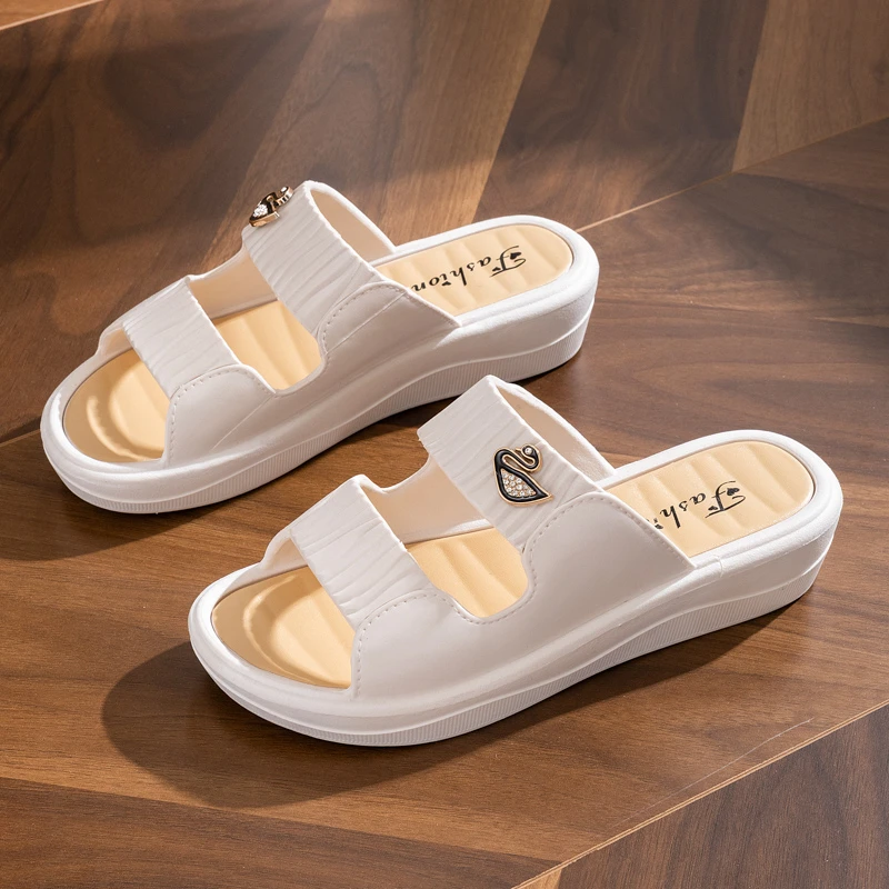 尤莱特高跟拖鞋女夏季外穿厚底家居防滑妈妈鞋软底社会坡跟凉拖鞋