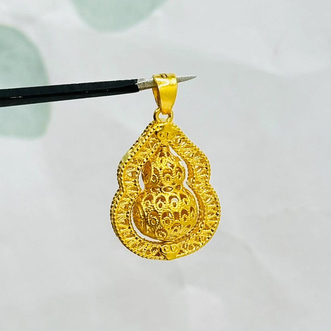 足金999 旋转花丝葫芦吊坠 5G工艺黄金珠宝首饰