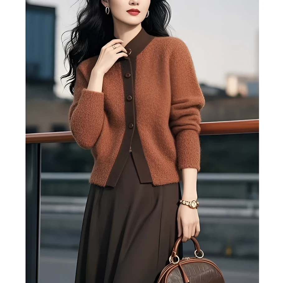 秋装女2024年新款时尚气质韩版高级感减龄穿搭针织衫