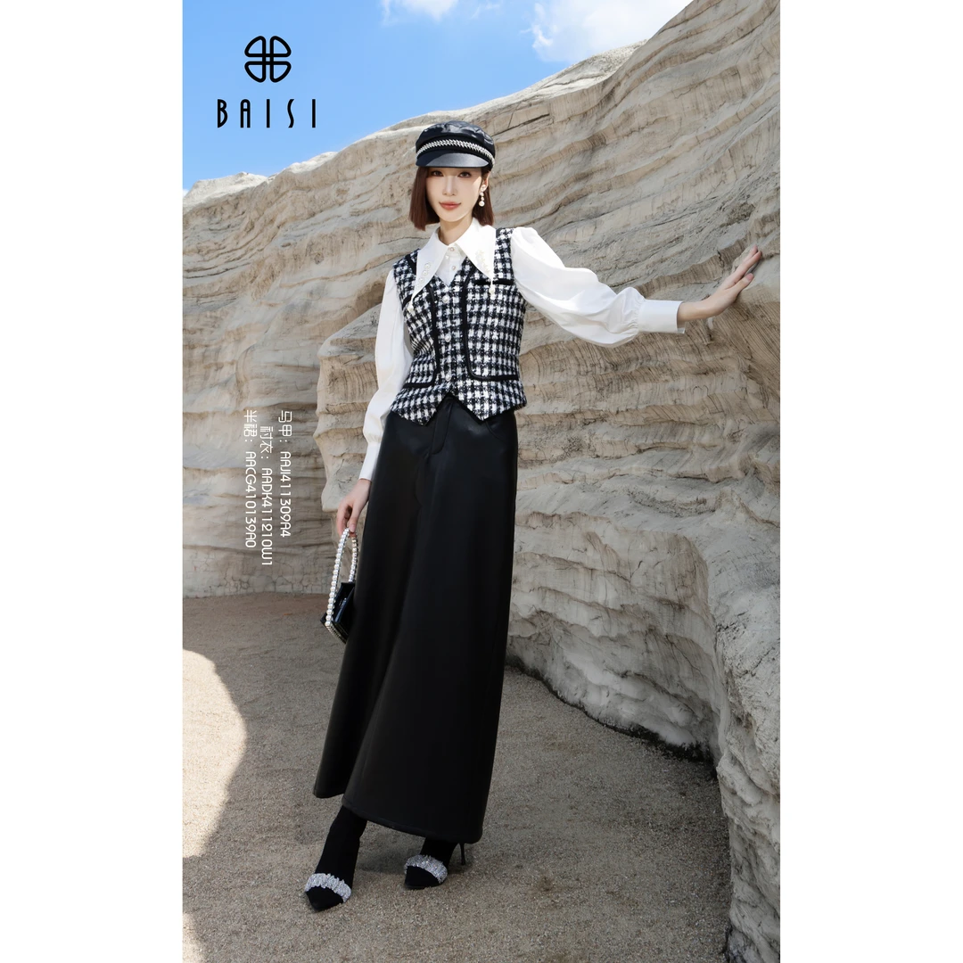 BAISI百丝2024秋冬AAJI411309A4时尚马甲