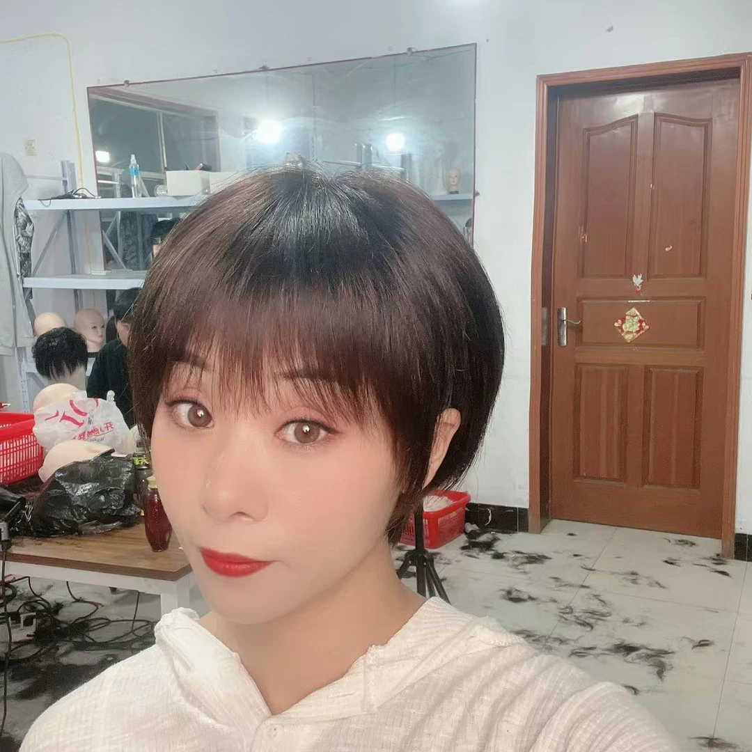 减龄波波发型手工双递针任意分缝仿真头皮女士全真人发全头套假发