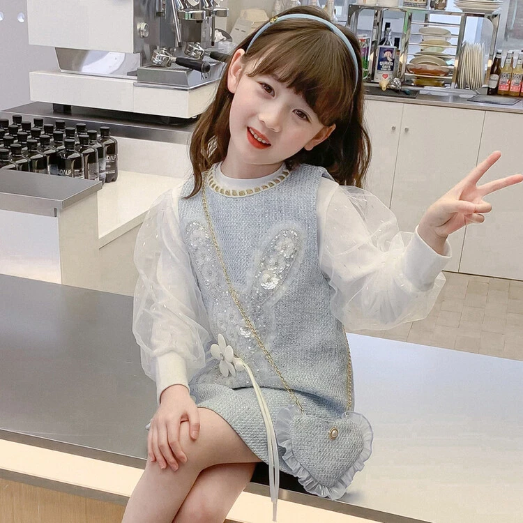 女童连衣裙2024春季新款儿童洋气女孩春秋裙子甜美范两件套公主裙