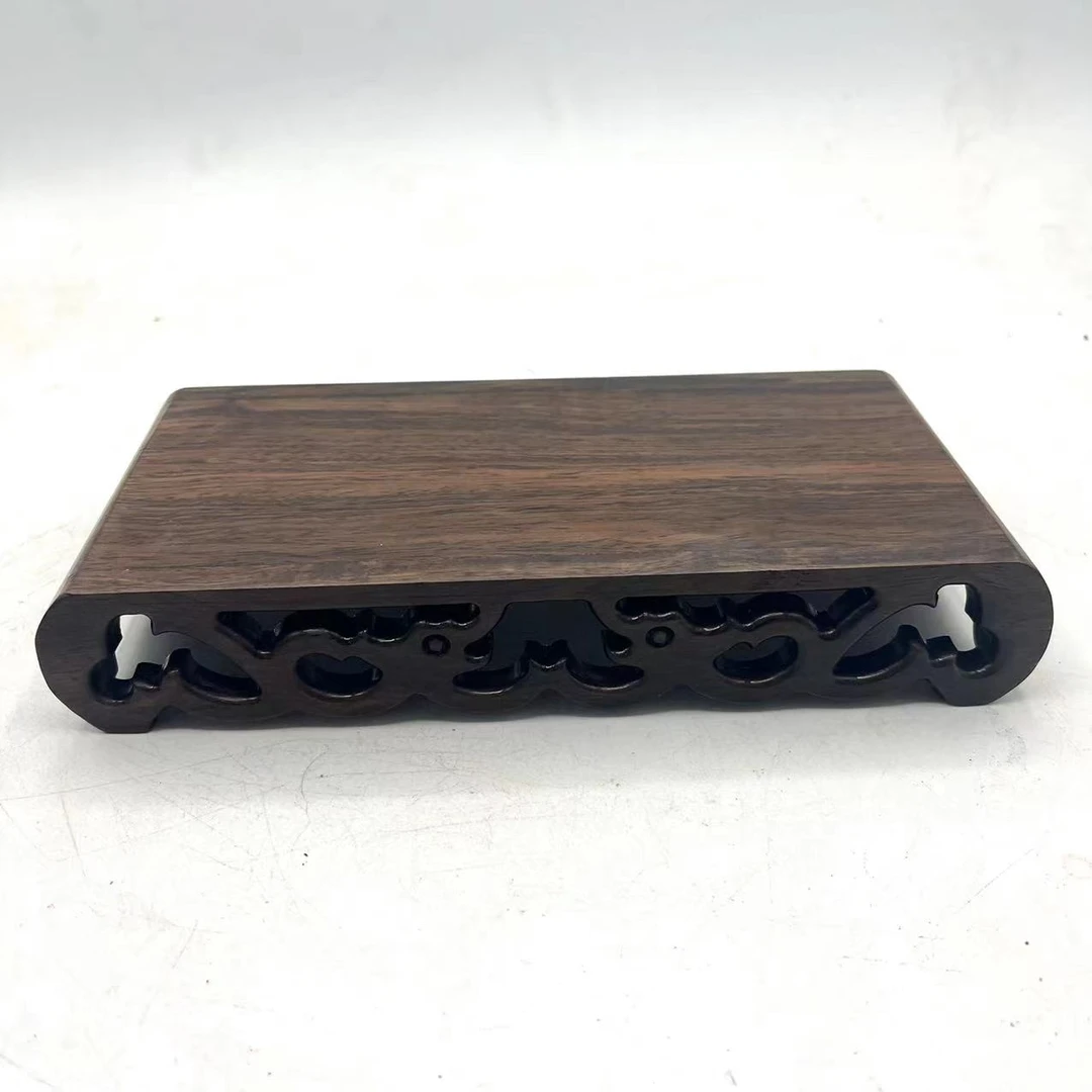 黑檀龙纹21书卷几工艺品奇石镂空底座尺寸：21.8*10.2*3.8