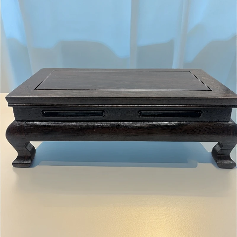 黑檀21弯脚长方小炕几工艺摆件底座盆栽展示托架 尺寸：21*12*7.5