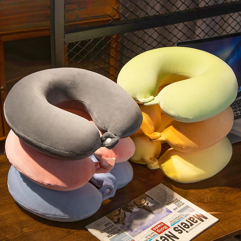 记忆棉颈枕U型枕芯旅行勃枕睡觉LOGO刺绣U形枕头纯色记忆棉飞机枕