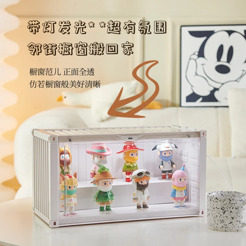盲盒收纳展示架泡泡玛特乐高手办popmart集装箱柜 公仔娃娃展示盒