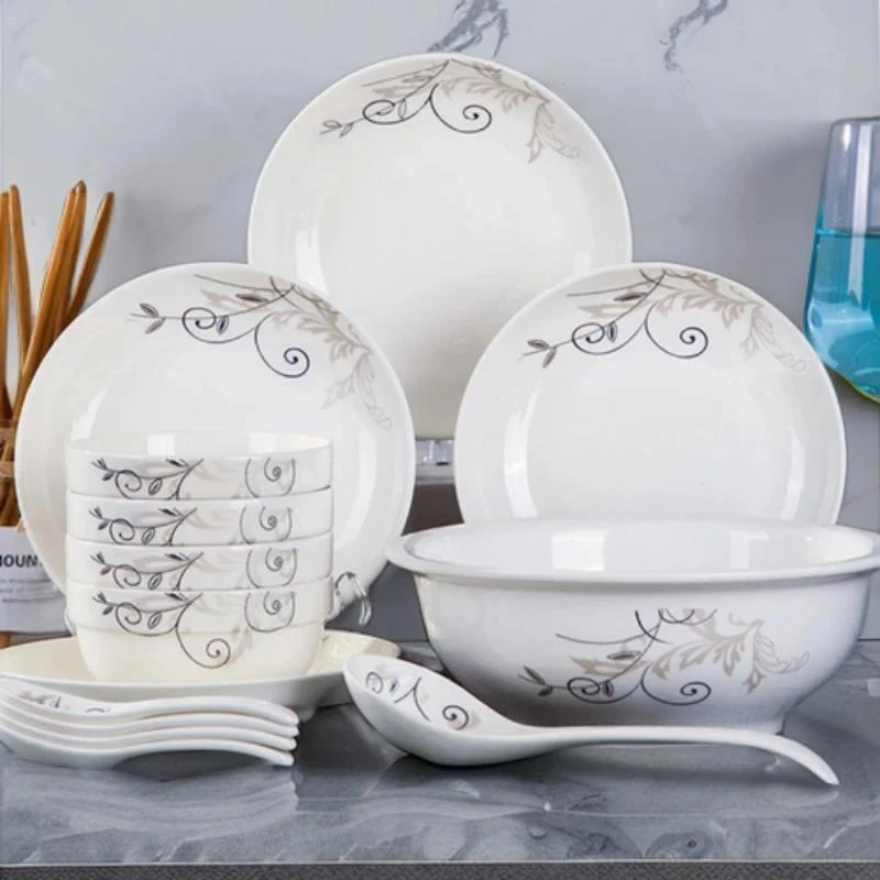 陶瓷简约风陶瓷餐具套装碗盘碟家用碗面汤碗菜碟面碗勺筷碗碟瓷器