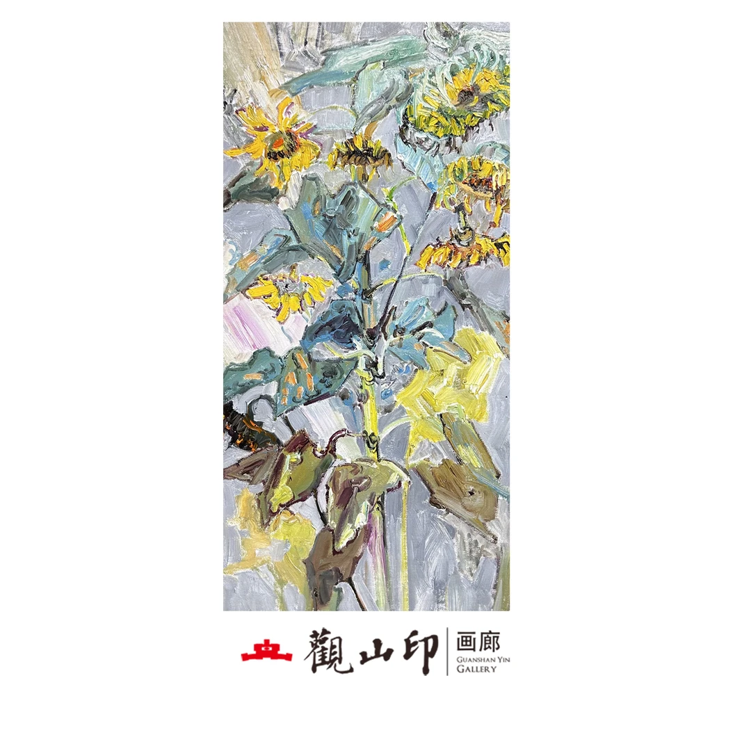 7308原创手绘风景油画47x83cm花卉作品七