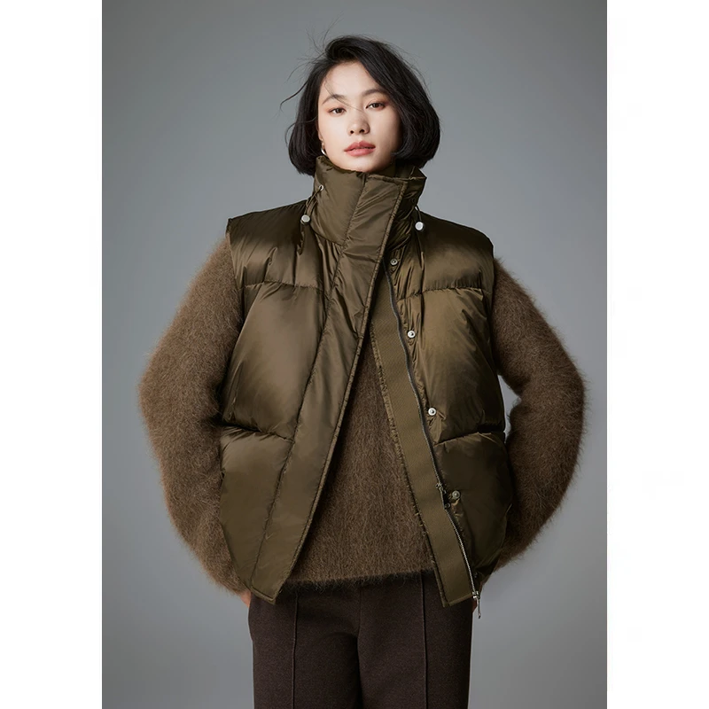 鲸乎短款立领羽绒马甲