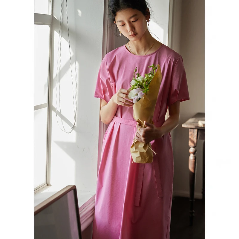 jing鲸乎小个子休闲连衣裙仙气超仙森系2023夏新款灯笼袖圆领裙子