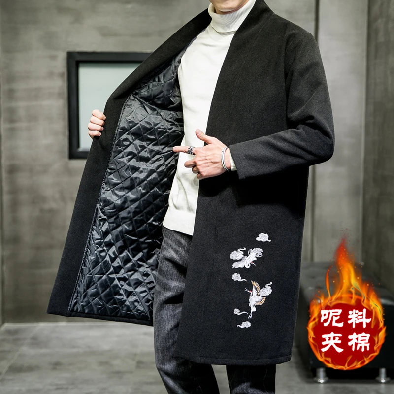 中国风男装外套古装道袍春秋季复古汉服民国长衫青年唐装气质风衣