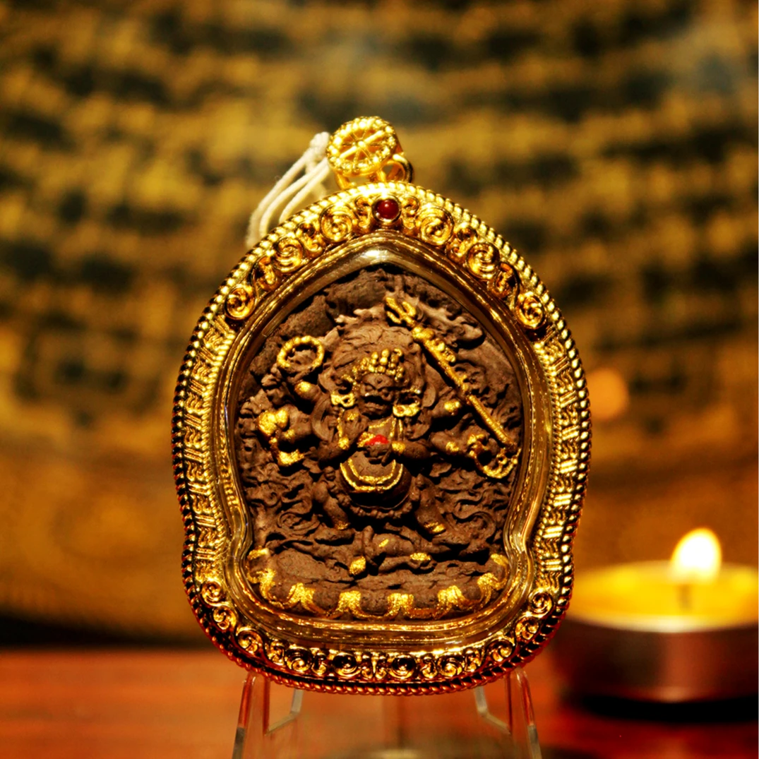 铜合金亚克力吊坠 藏地大黑天擦擦手工古法复古