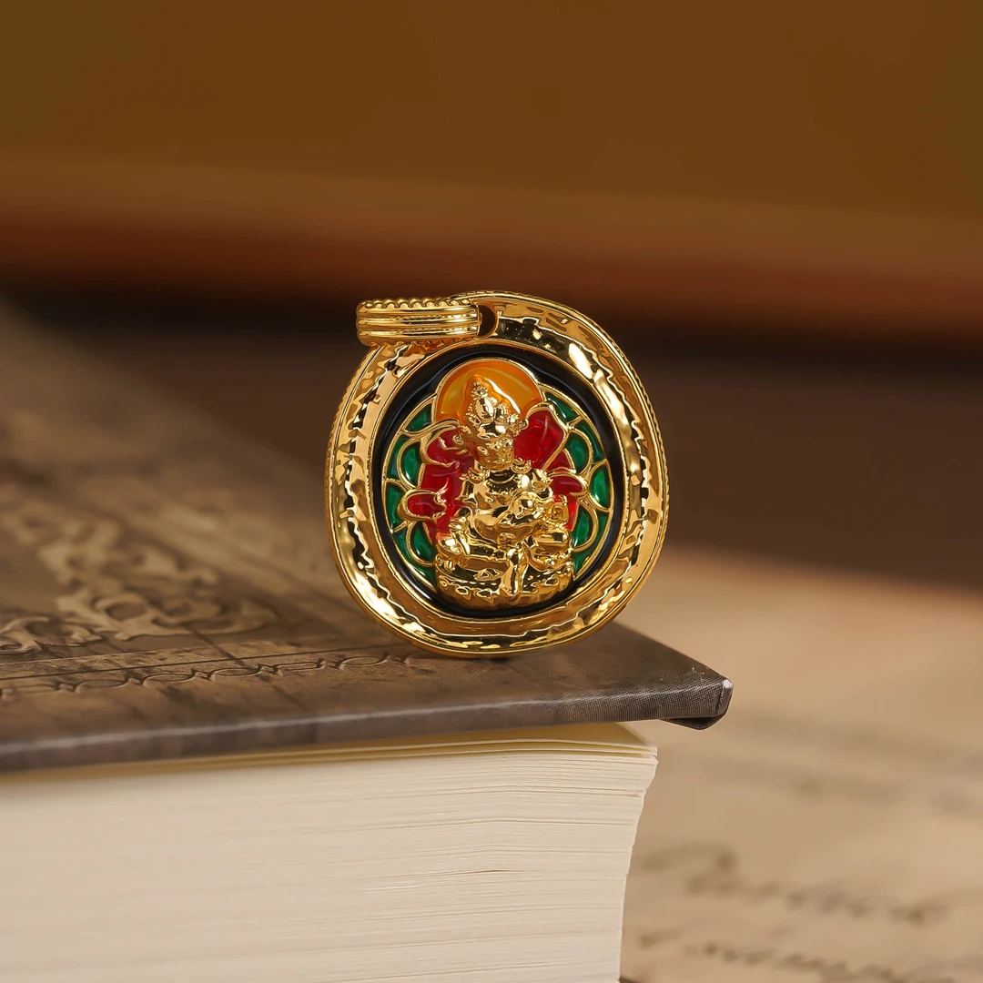 皇福匠18k金黄财神圆牌国潮手工吊坠 约19.5*26mm QL06020