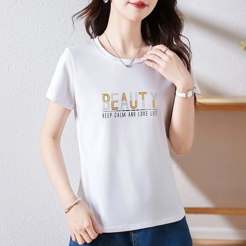 纯色白色短袖t恤女2025新款夏季爆款女装上衣高端洋气半袖体恤衫