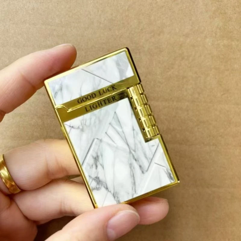 朗声大理纹爵士渔肚白砂轮侧滑打火机汽机