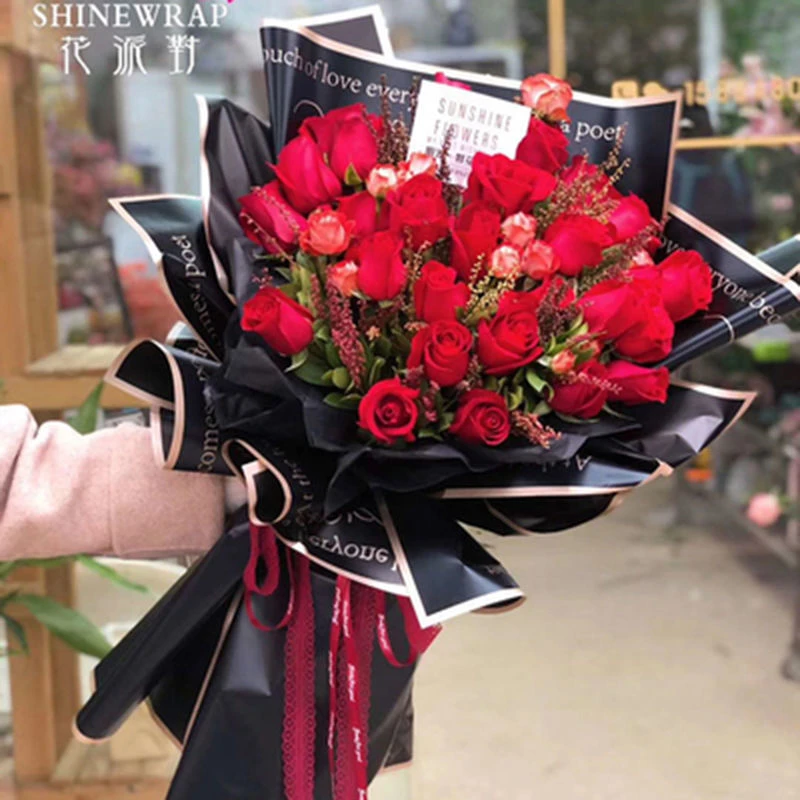 金边蜜语鲜花包装纸花束材料金边果冻膜雾面纸韩素纸包花纸防水