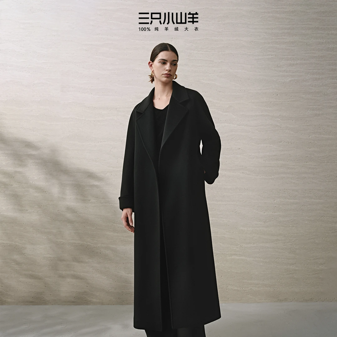 三只小山羊【钻石纤维系列·贵奢】100纯羊绒大衣女长款