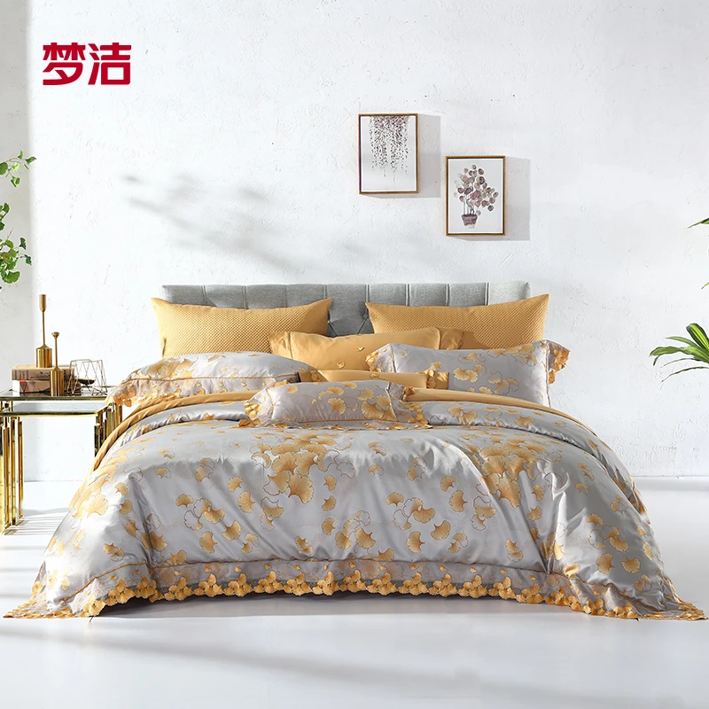 梦洁家纺蕾丝提花四件套：芳华月