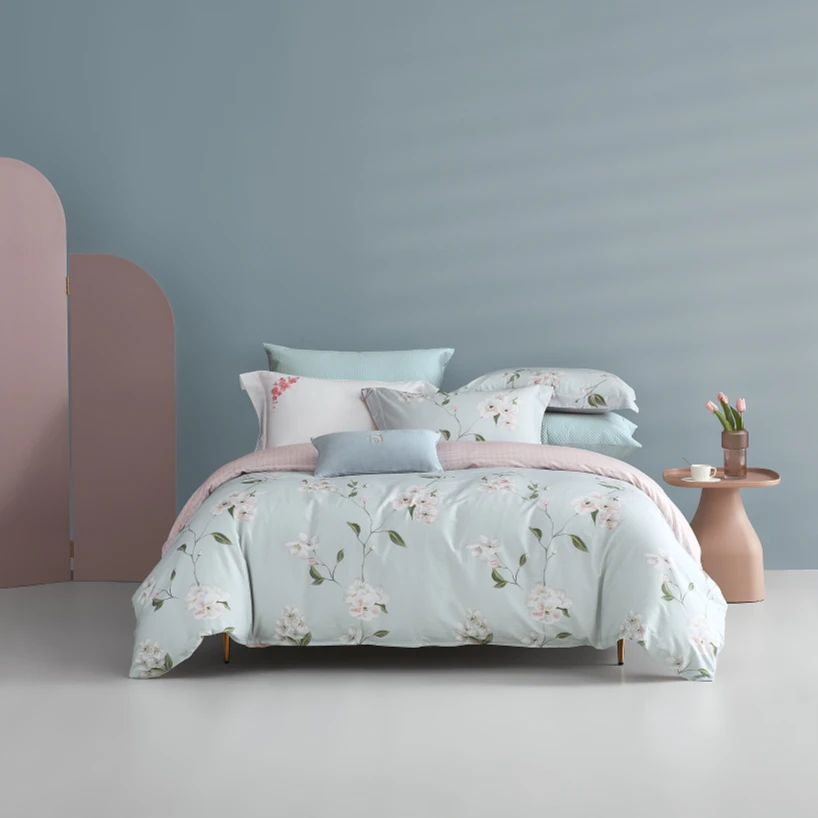 梦洁 纯棉印花四件套：花绛（青/粉）