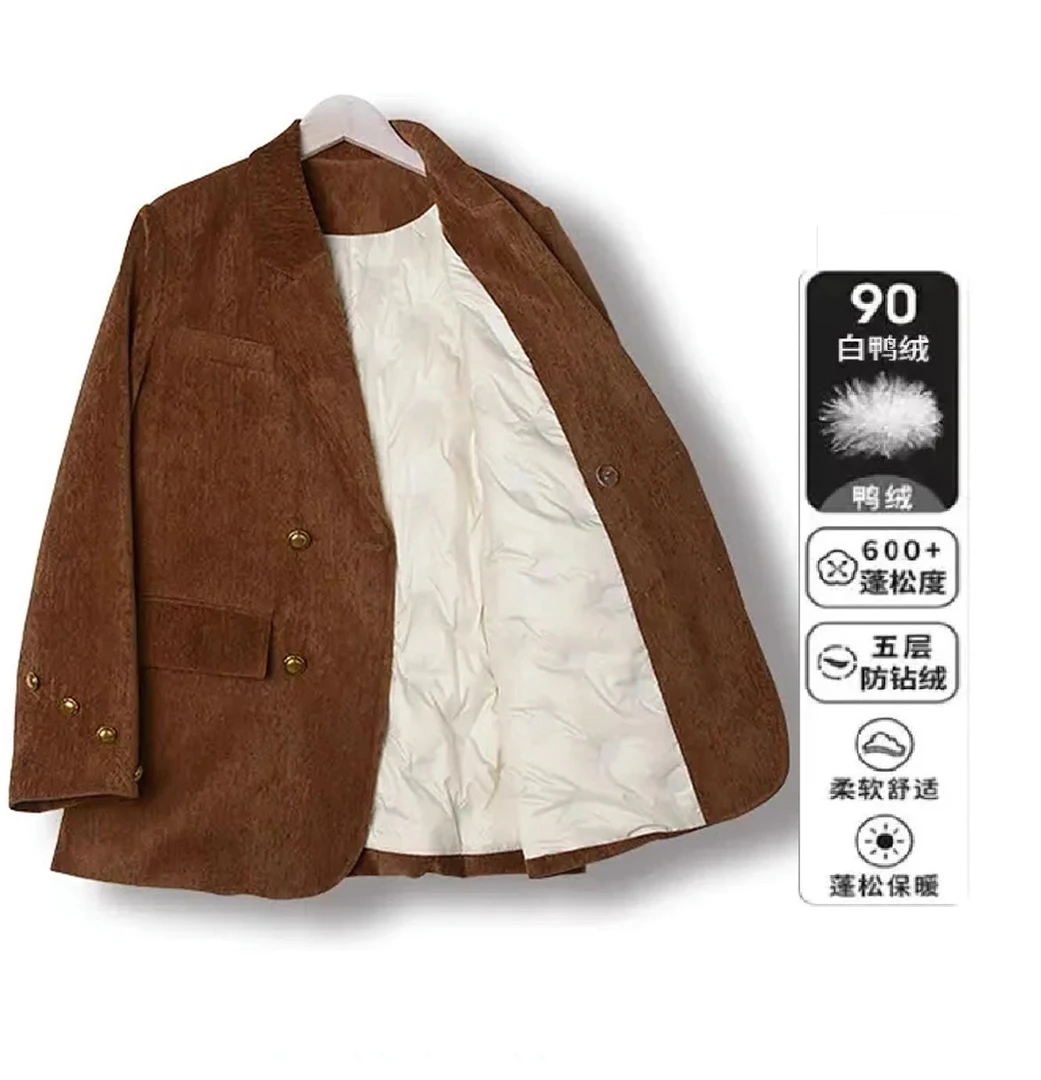 私人订制极简风设计款冬季90白鸭绒时尚百搭舒适西服女外套76507