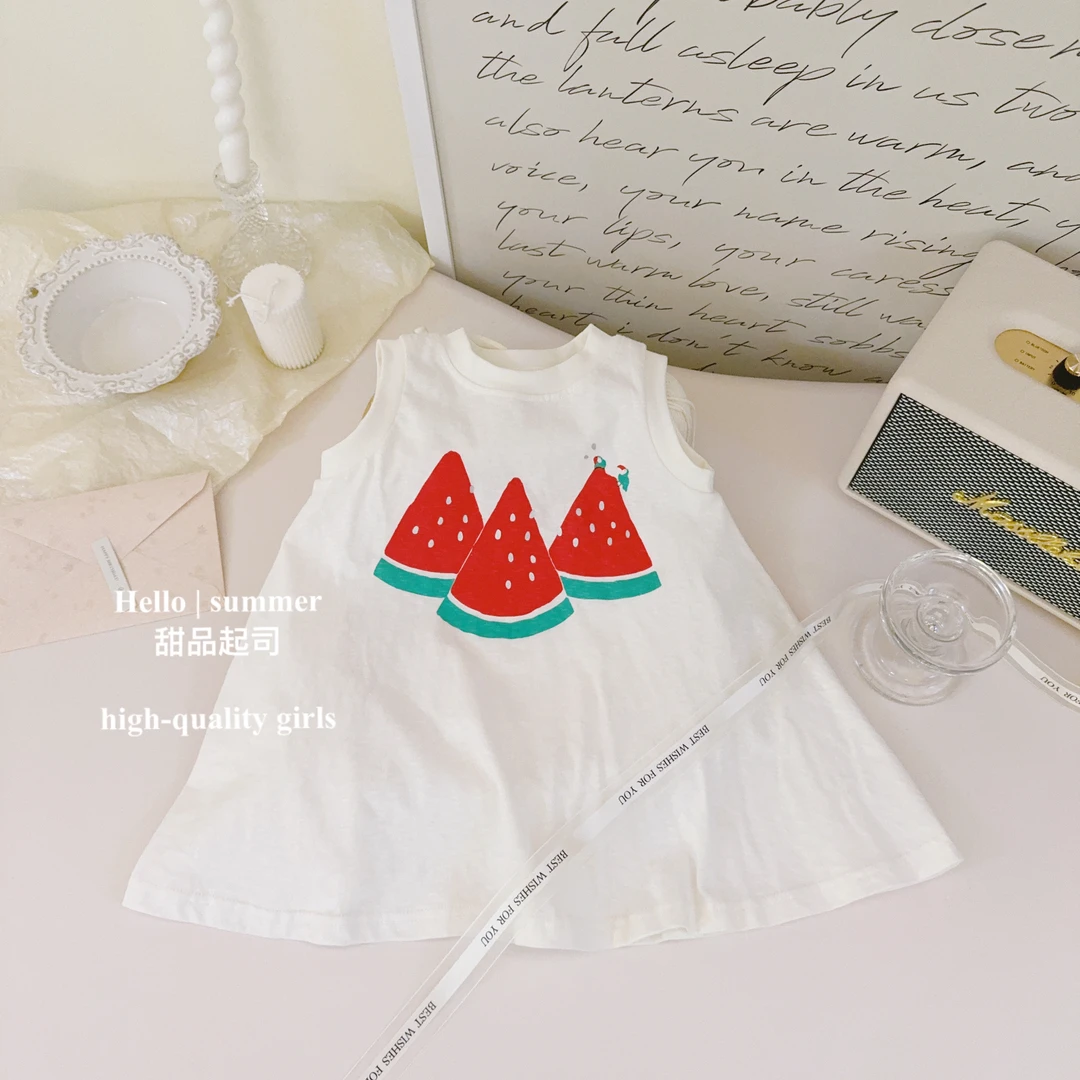 【甜品起司】幼儿园神仙穿搭！可爱卡通无袖背心裙纯棉T恤裙裙子
