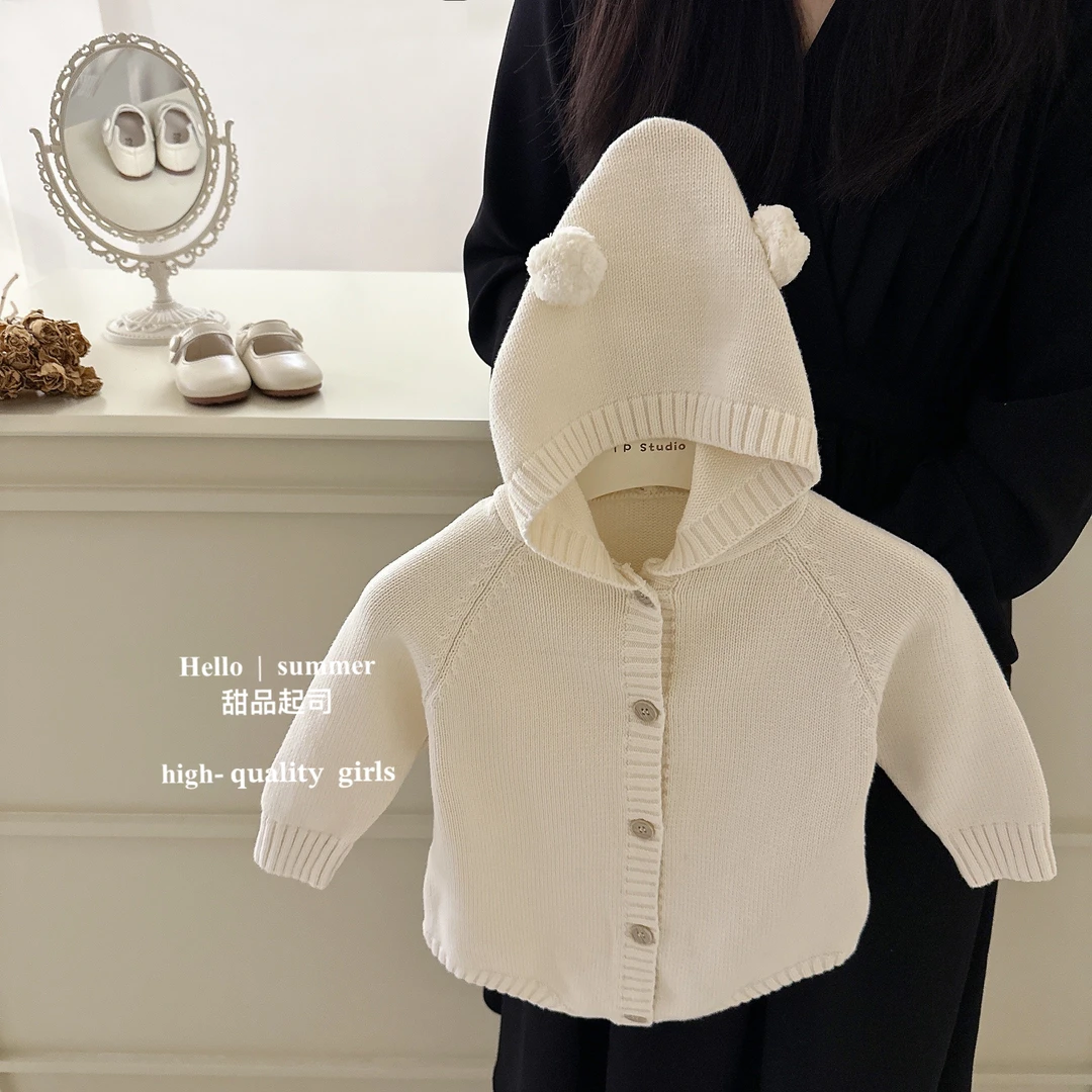 【甜品起司】可爱长袖针织哈衣爬服男女宝宝小熊毛线连体衣毛衣外套