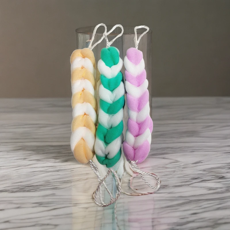 4个装长条沐浴球大号80g搓背泡澡洗浴超柔软弹力高档拉伸两用起泡