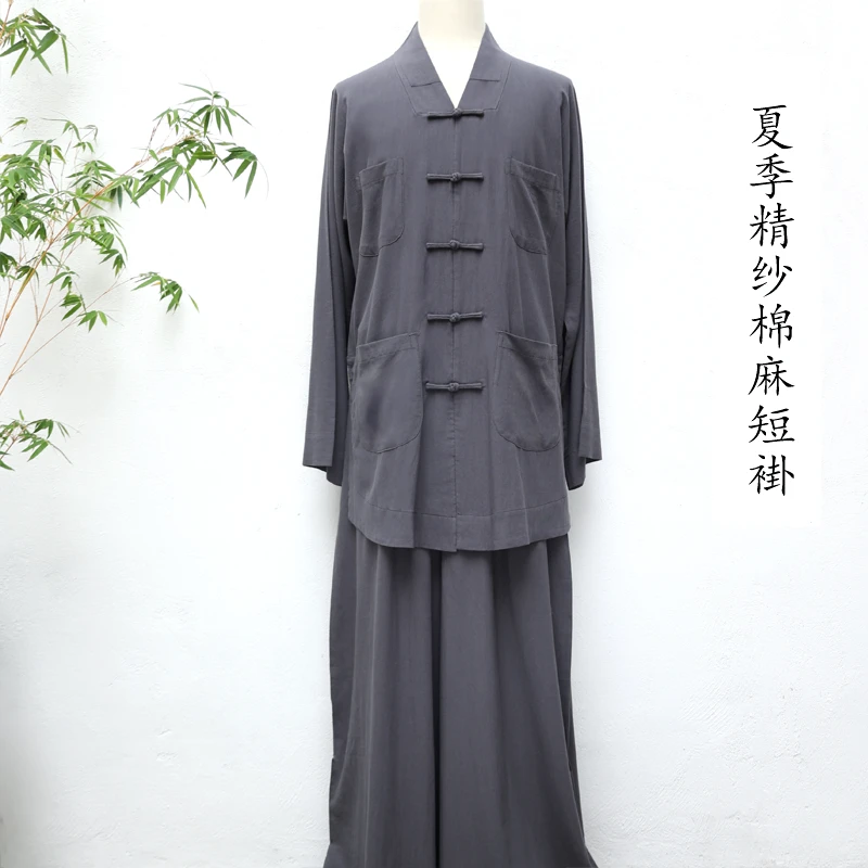 慈心缘夏季女薄款棉麻短褂透气亲肤中式男女同款小褂