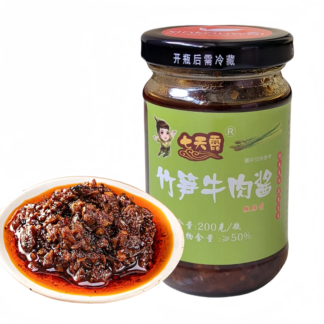 竹笋牛肉酱好吃佐餐拌面酱下饭微辣七天霞调味酱精选招牌开盖即食