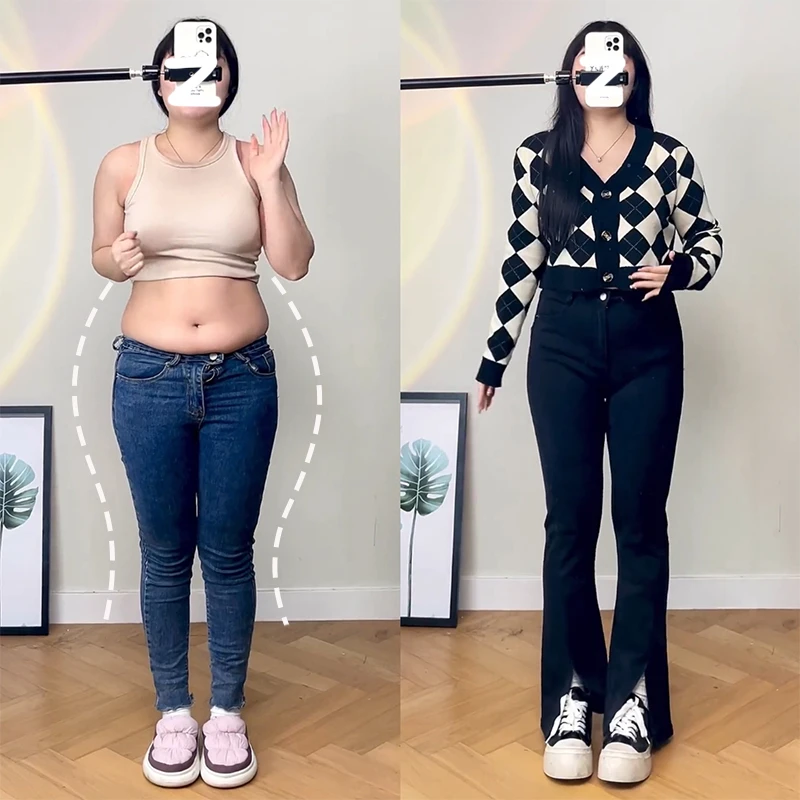 黑色开叉直筒牛仔裤女秋冬大码胖mm高腰显瘦弹力微喇梨型身材裤子