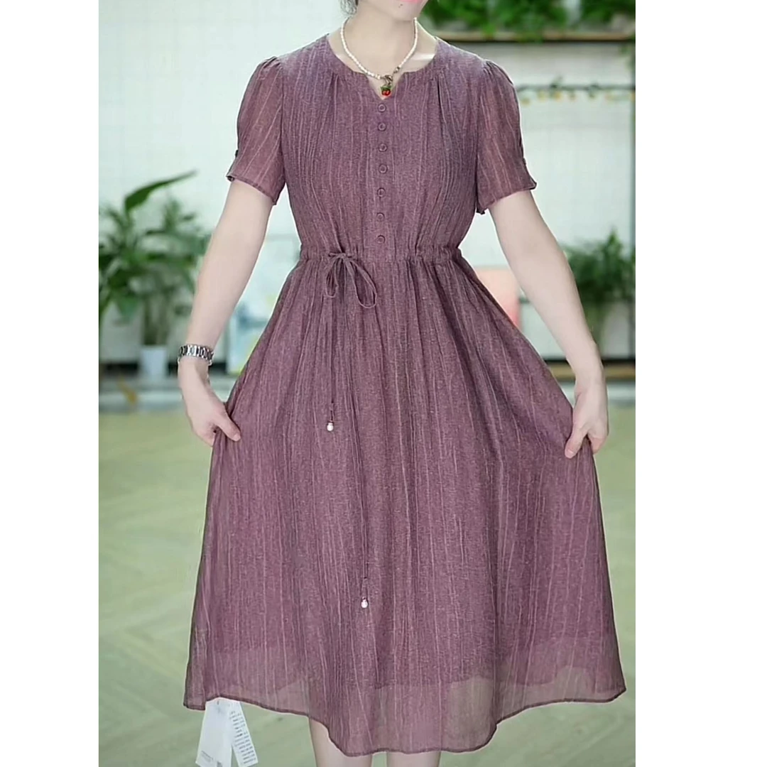 W0193宽松连衣裙女装连衣裙大码显瘦气质洋气时尚夏季复古法式