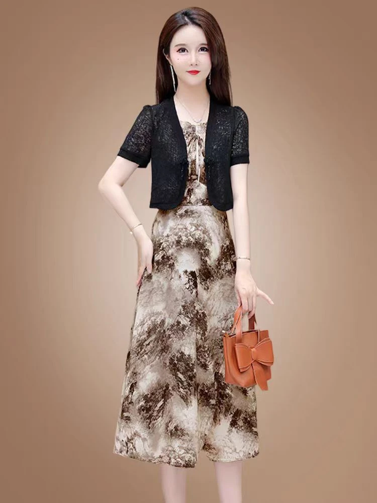 T276  洋气减龄时尚套裙休闲套装夏季百搭修身显瘦气质国风两件套