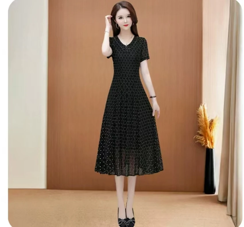 M207 夏季气质连衣裙显瘦时尚修身日常优雅遮肚过膝连衣裙