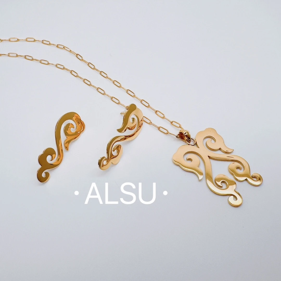 合金项链 ALSU原创新款休闲民族风毛衣链两件套