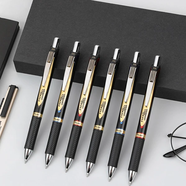 pentel/派通日本黑金办公中性笔速干防水商务金标0.5签字笔BLP75