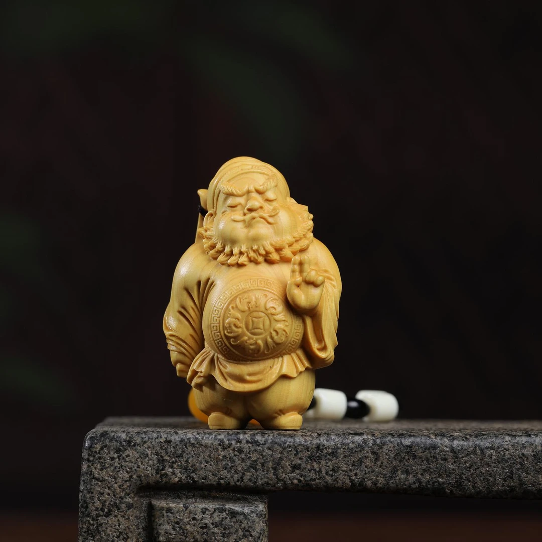 崖柏木雕手把件送福钟馗人物雕降妖除魔摆件工艺品高档手把件